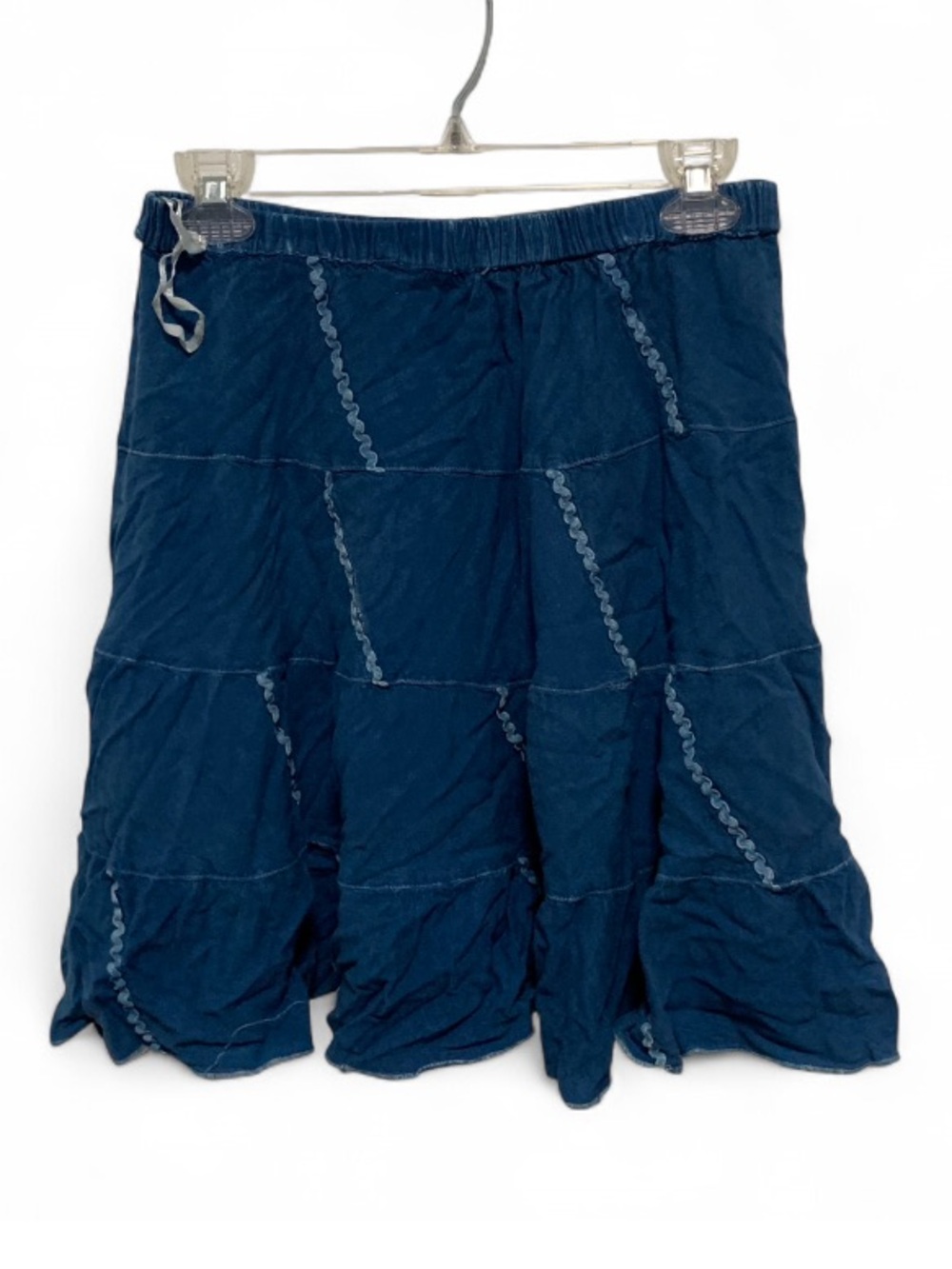 Y2K Studio West Blue Tiered Skirt with Contrast Stitching